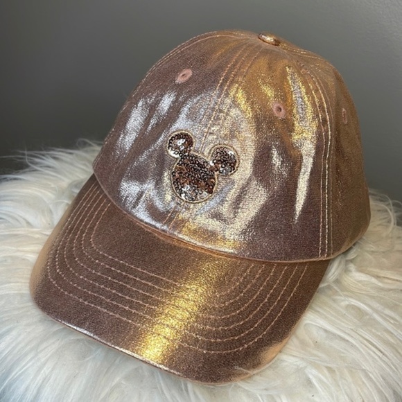 DISNEY PARKS | WOMENS DISNEY ROSEGOLD MICKEY SHIMMER HAT - Picture 4 of 7